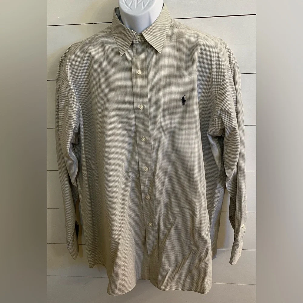 Polo Ralph Lauren Lowell Sport Men’s Sz L  Windowpane Plaid Oxford Shirt‎
